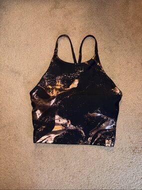 Old Navy Black Cropped Tank Top with Metallic Marble Accents